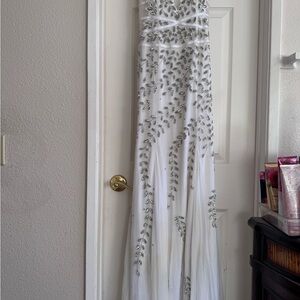 Elegant White Gown with Silver Embellishments